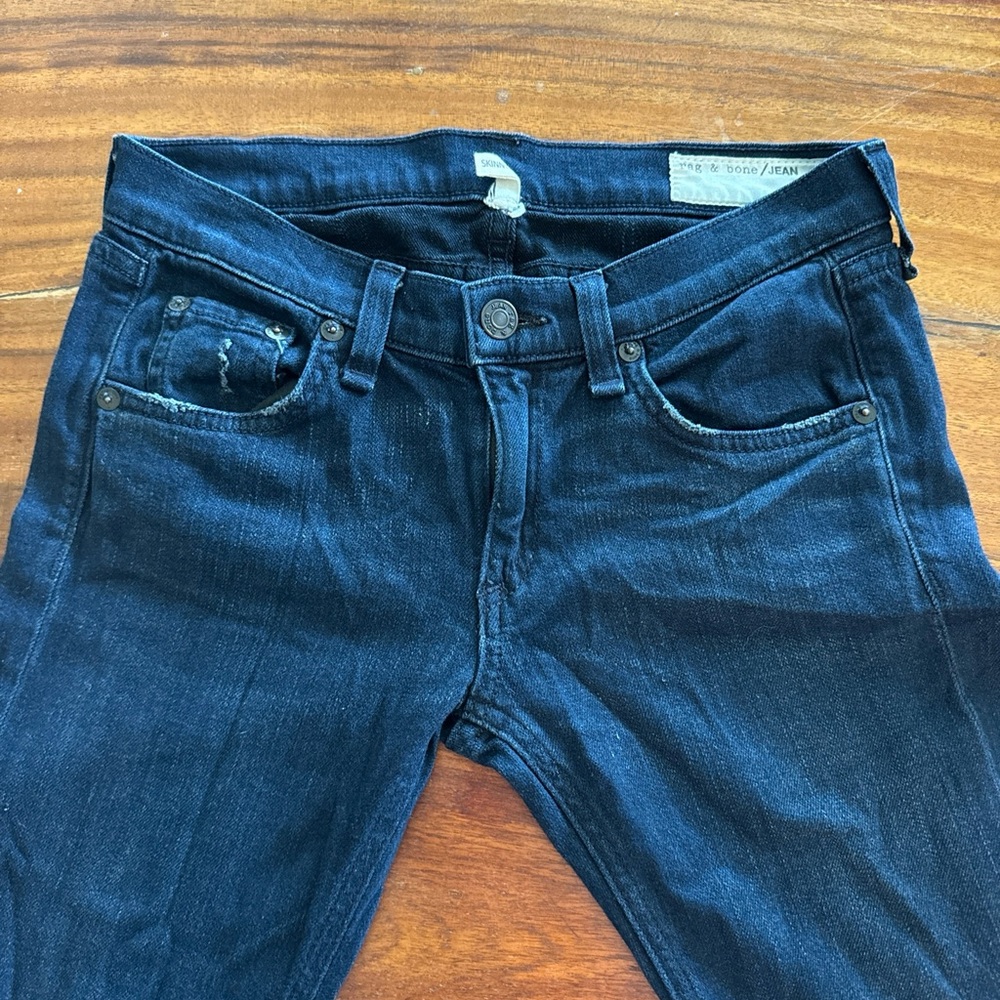Rag & Bone Womens‎ Ankle Skinny Distressed Jeans Blue Size 24